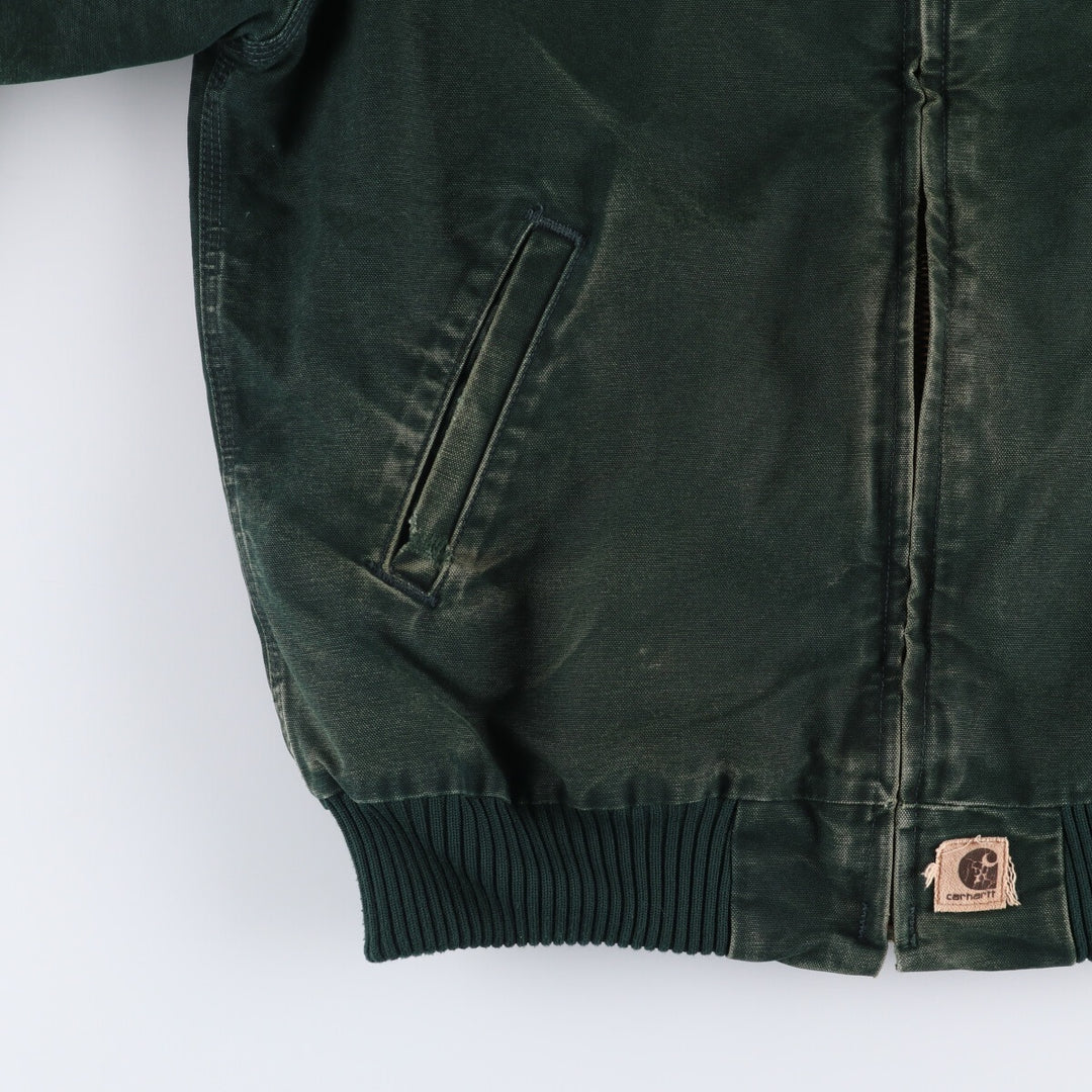 2000'S Carhartt Santa Fe Jacket, padded duckwork blouson, men's size L cotton green type Vintage Second Hand