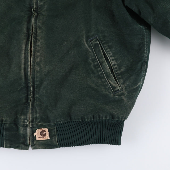 2000'S Carhartt Santa Fe Jacket, padded duckwork blouson, men's size L cotton green type Vintage Second Hand