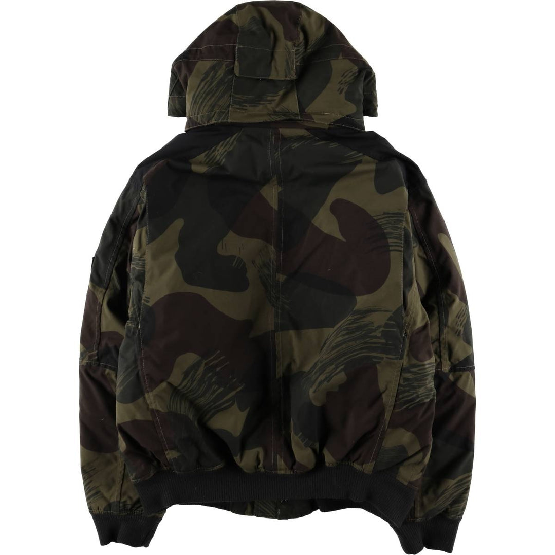 2000'S Lands' End Camouflage Pattern Woodland Camo Down Parka, Men's Size L Nylon Khaki type Vintage Second Hand