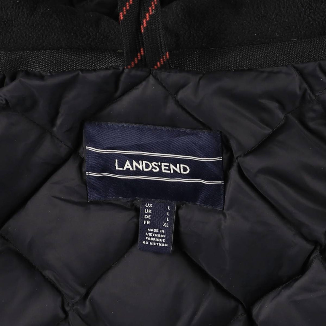 2000'S Lands' End Camouflage Pattern Woodland Camo Down Parka, Men's Size L Nylon Khaki type Vintage Second Hand