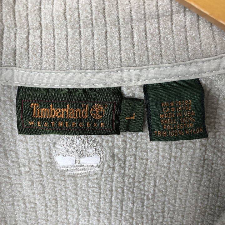 Vintage 90'S Timberland half-zip fleece pullover, made in the USA, size L, men's polyester Beige type Vintage Second Hand