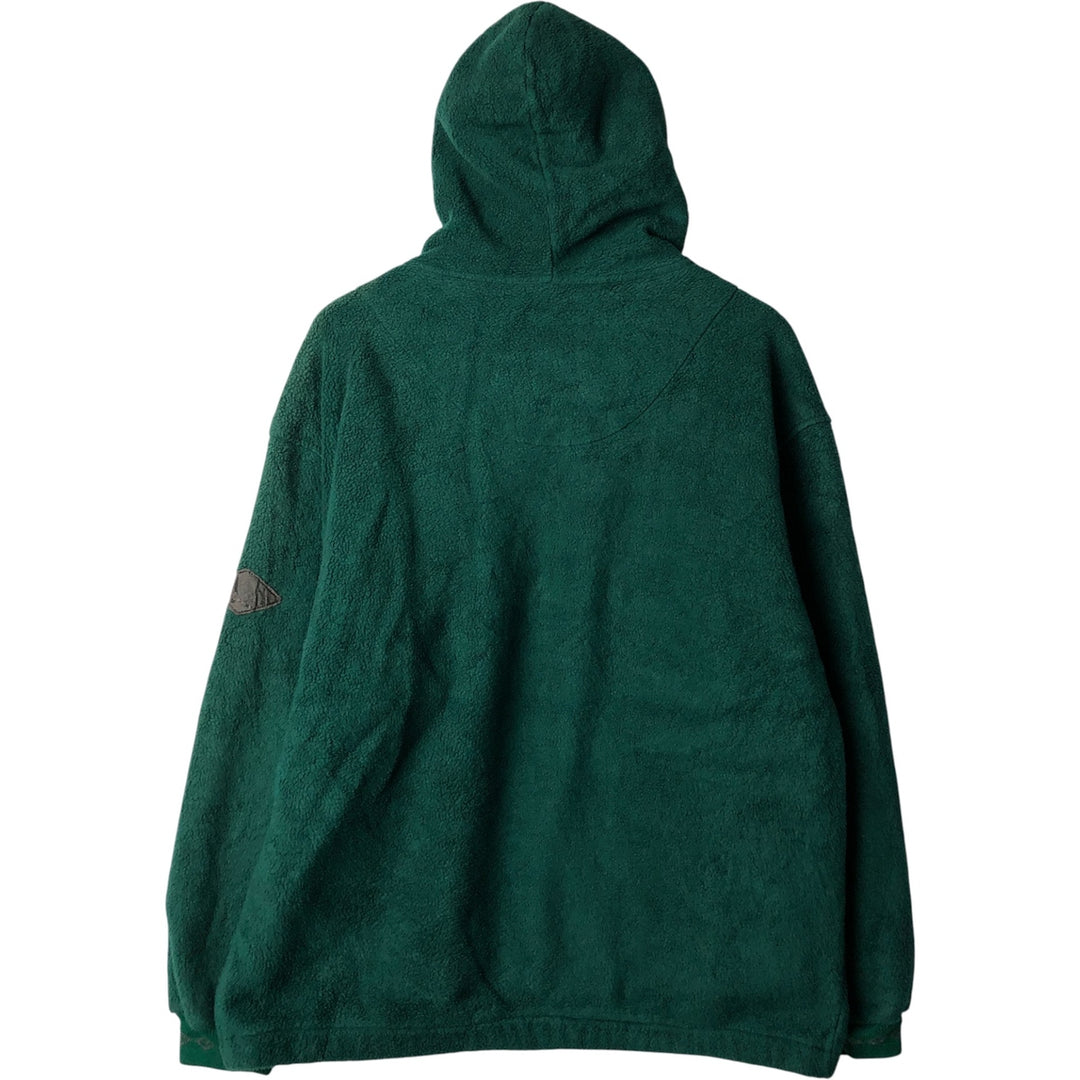 2000'S Eddie Bauer fleece full-zip hoodie, made in the USA, men's size M polyester green type Vintage Second Hand