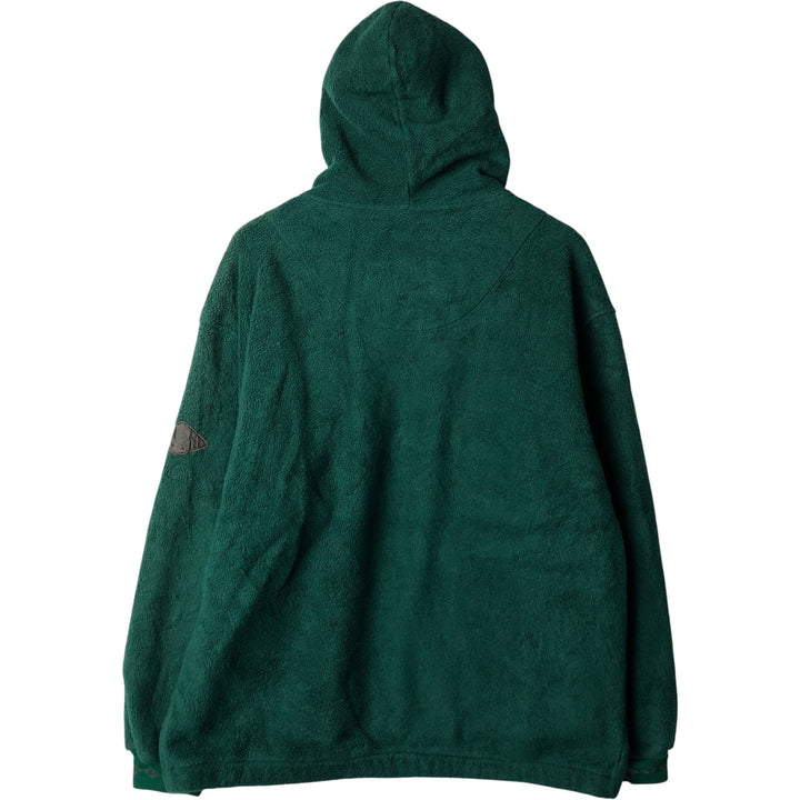 2000'S Eddie Bauer fleece full-zip hoodie, made in the USA, men's size M polyester green type Vintage Second Hand