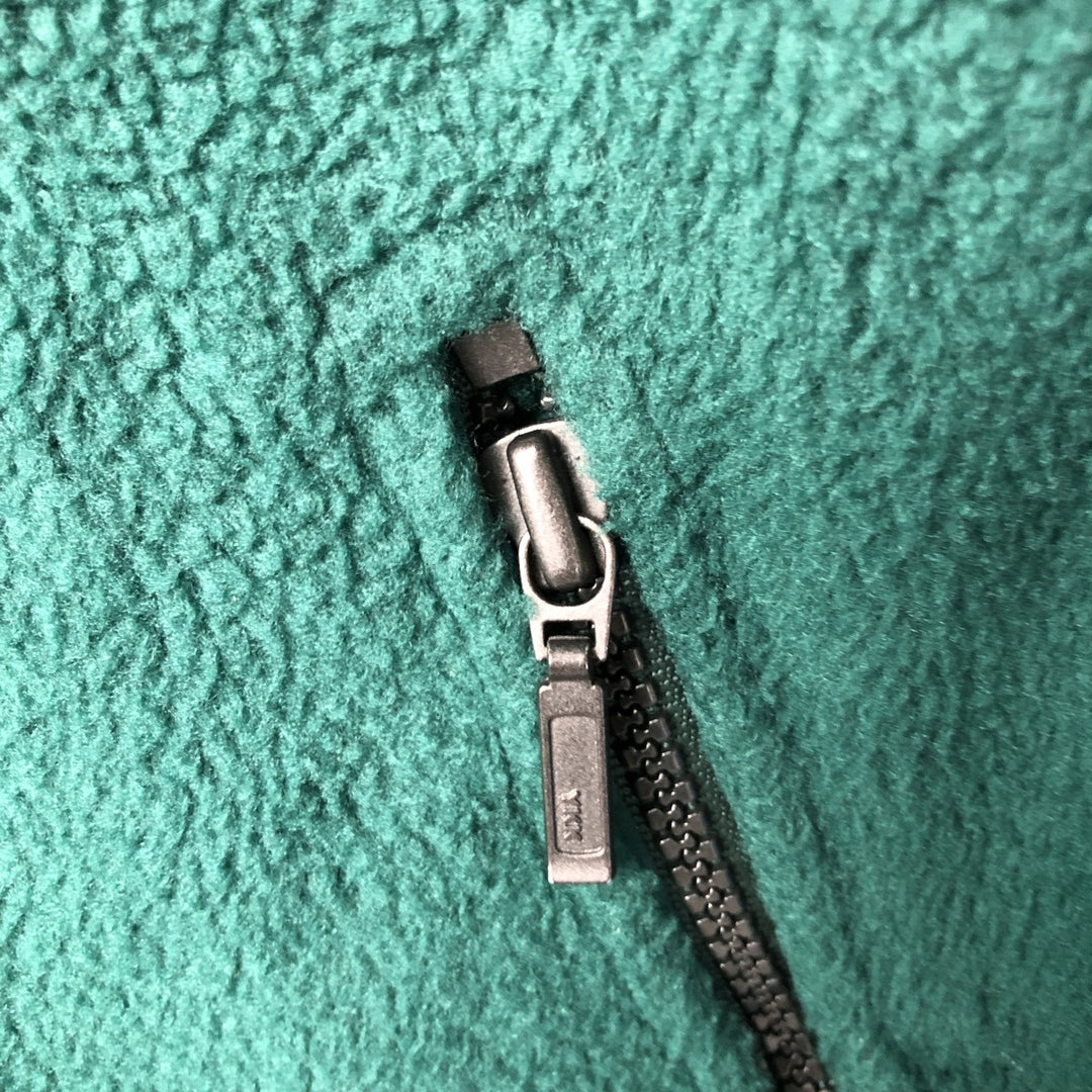 2000'S Eddie Bauer fleece full-zip hoodie, made in the USA, men's size M polyester green type Vintage Second Hand