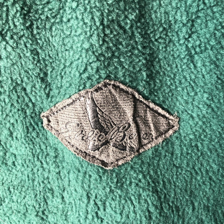 2000'S Eddie Bauer fleece full-zip hoodie, made in the USA, men's size M polyester green type Vintage Second Hand