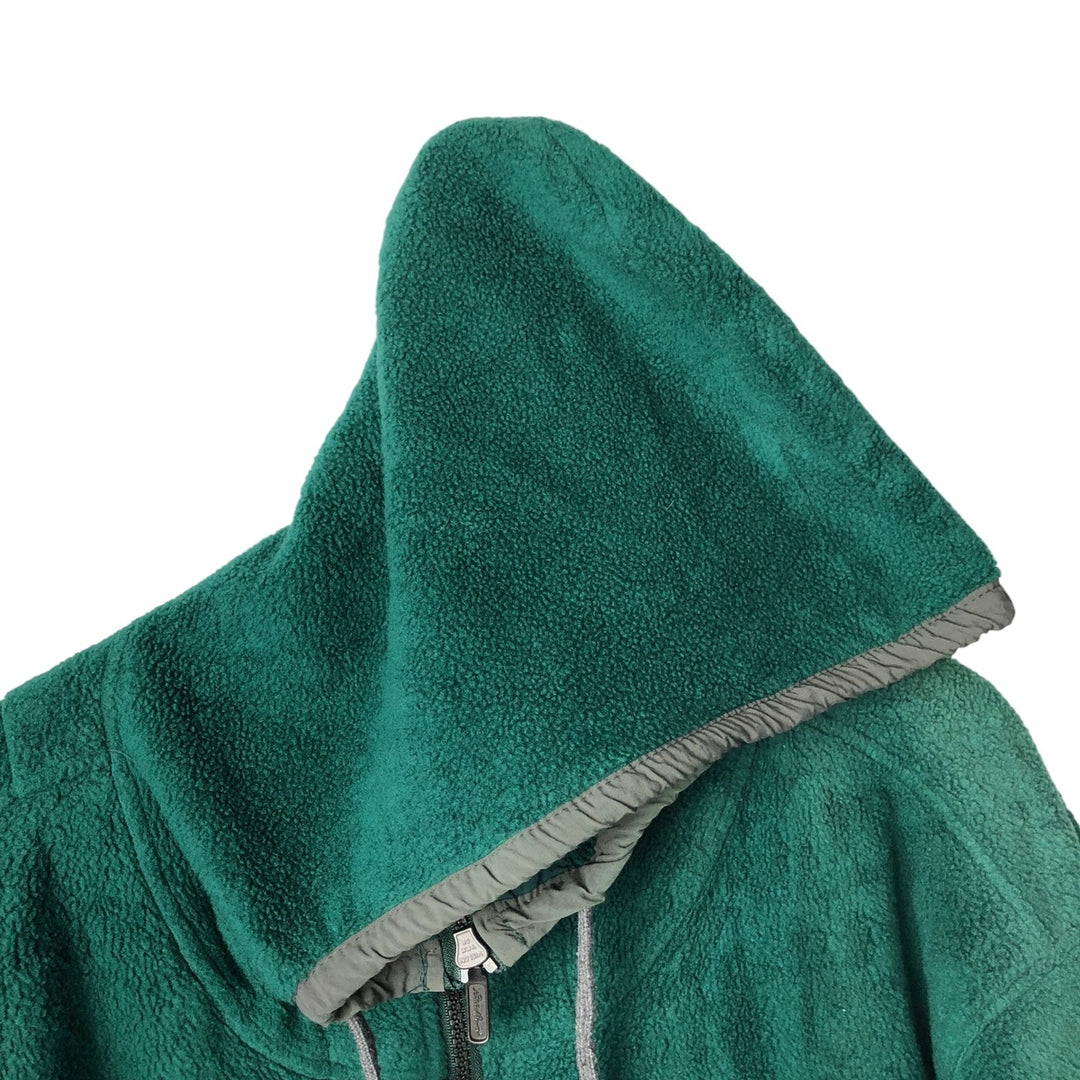 2000'S Eddie Bauer fleece full-zip hoodie, made in the USA, men's size M polyester green type Vintage Second Hand