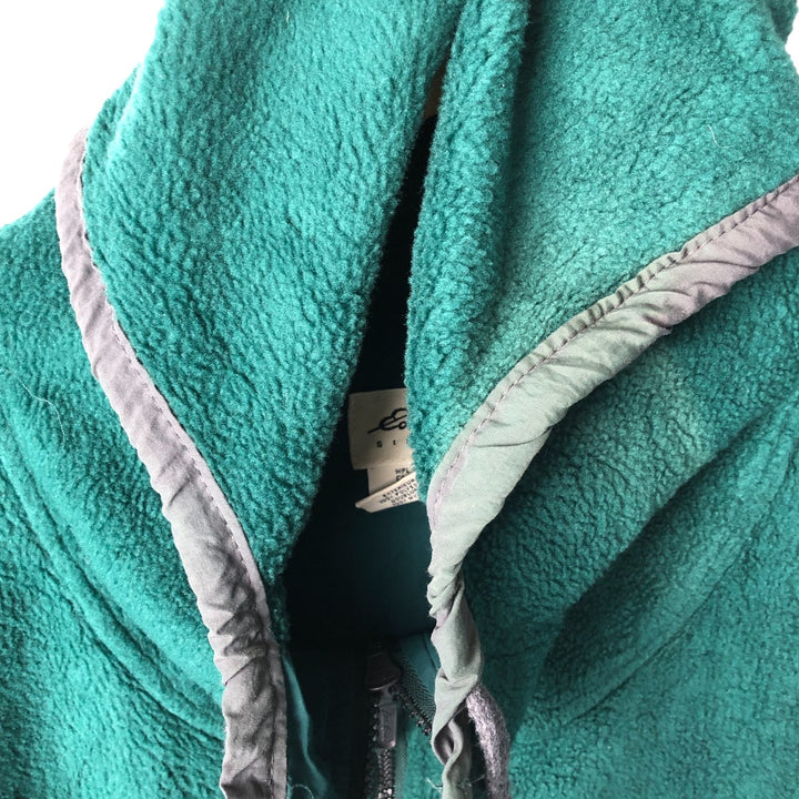 2000'S Eddie Bauer fleece full-zip hoodie, made in the USA, men's size M polyester green type Vintage Second Hand