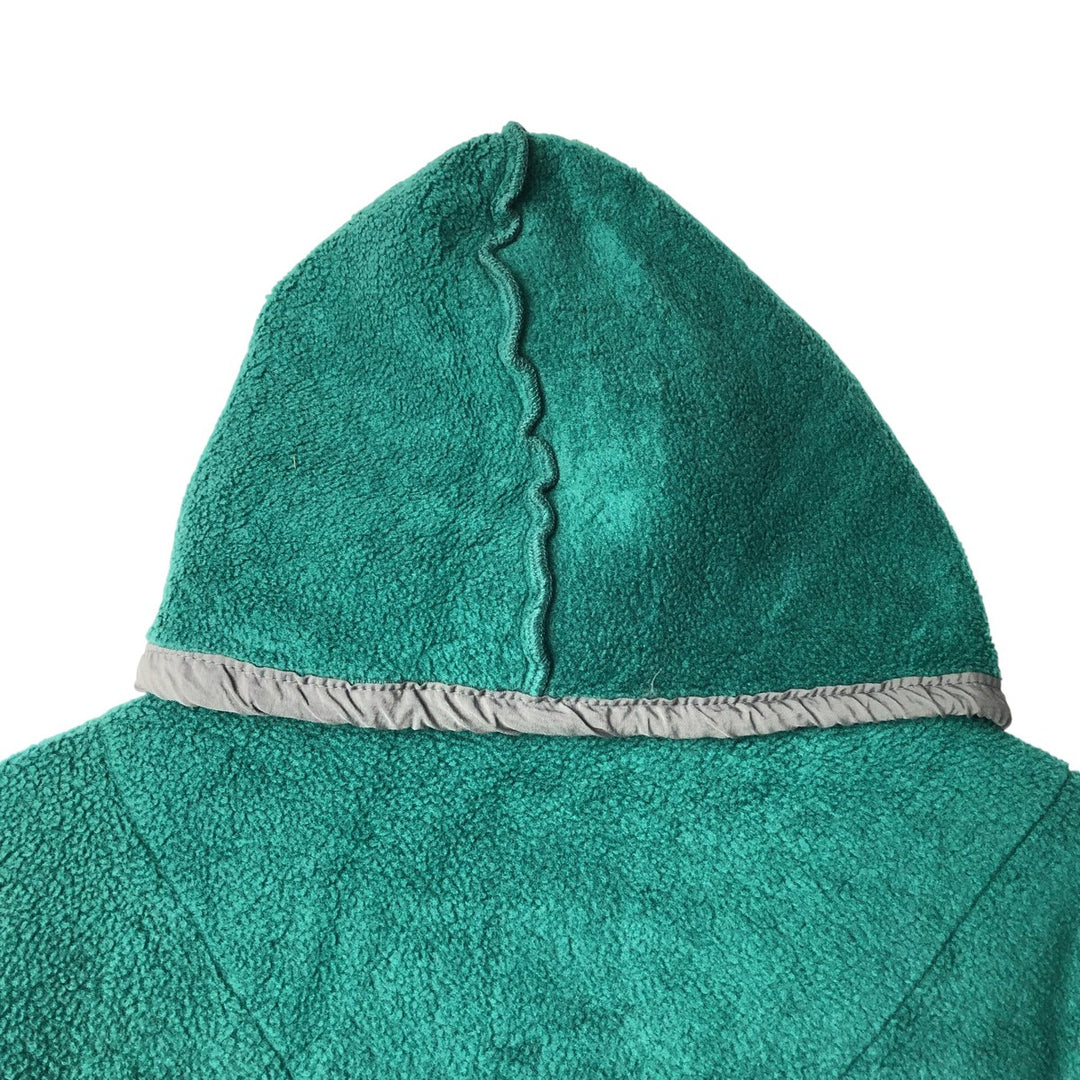 2000'S Eddie Bauer fleece full-zip hoodie, made in the USA, men's size M polyester green type Vintage Second Hand
