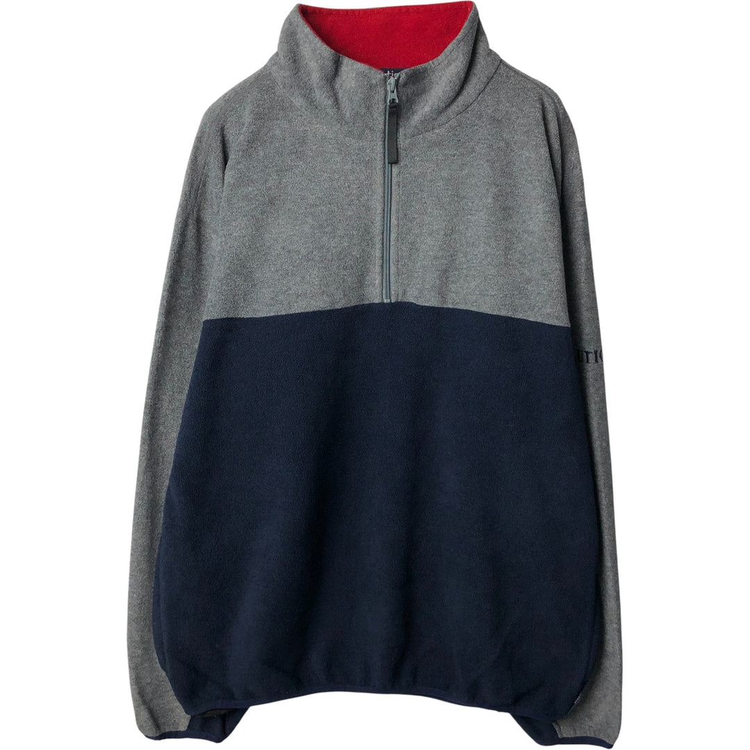 90'S Nautica Half-Zip Fleece Pullover, Made in USA, Men's Size L, Vintage polyester gray type Vintage Second Hand