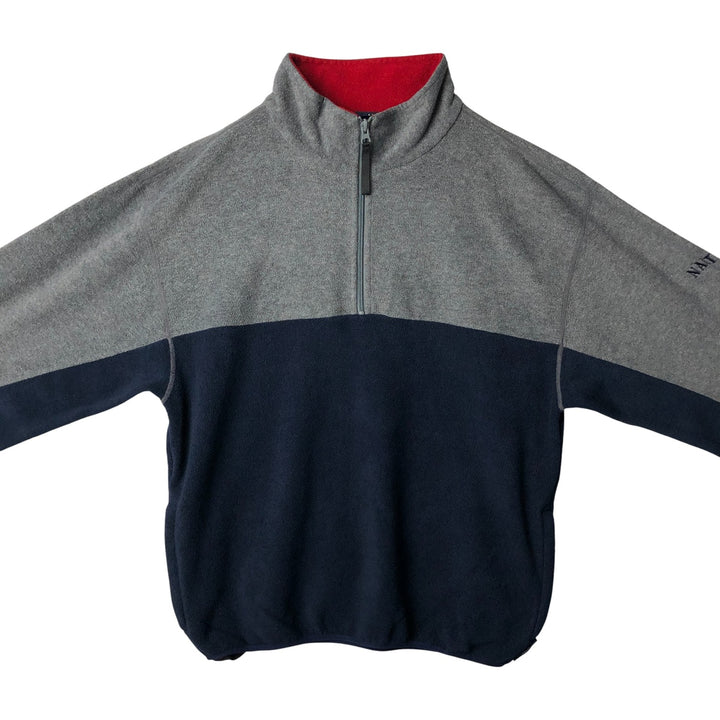 90'S Nautica Half-Zip Fleece Pullover, Made in USA, Men's Size L, Vintage polyester gray type Vintage Second Hand