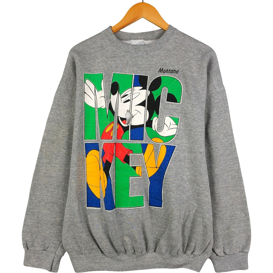 Taltex MICKEY MOUSE Mickey Mouse character sweatshirt, Made in USA, Men's XL cotton gray type Vintage Second Hand