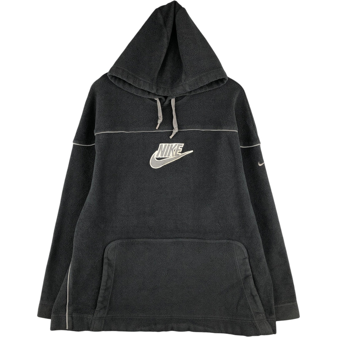 2000'S Nike fleece pullover hoodie, men's size XXL polyester Charcoal Vintage Second Hand