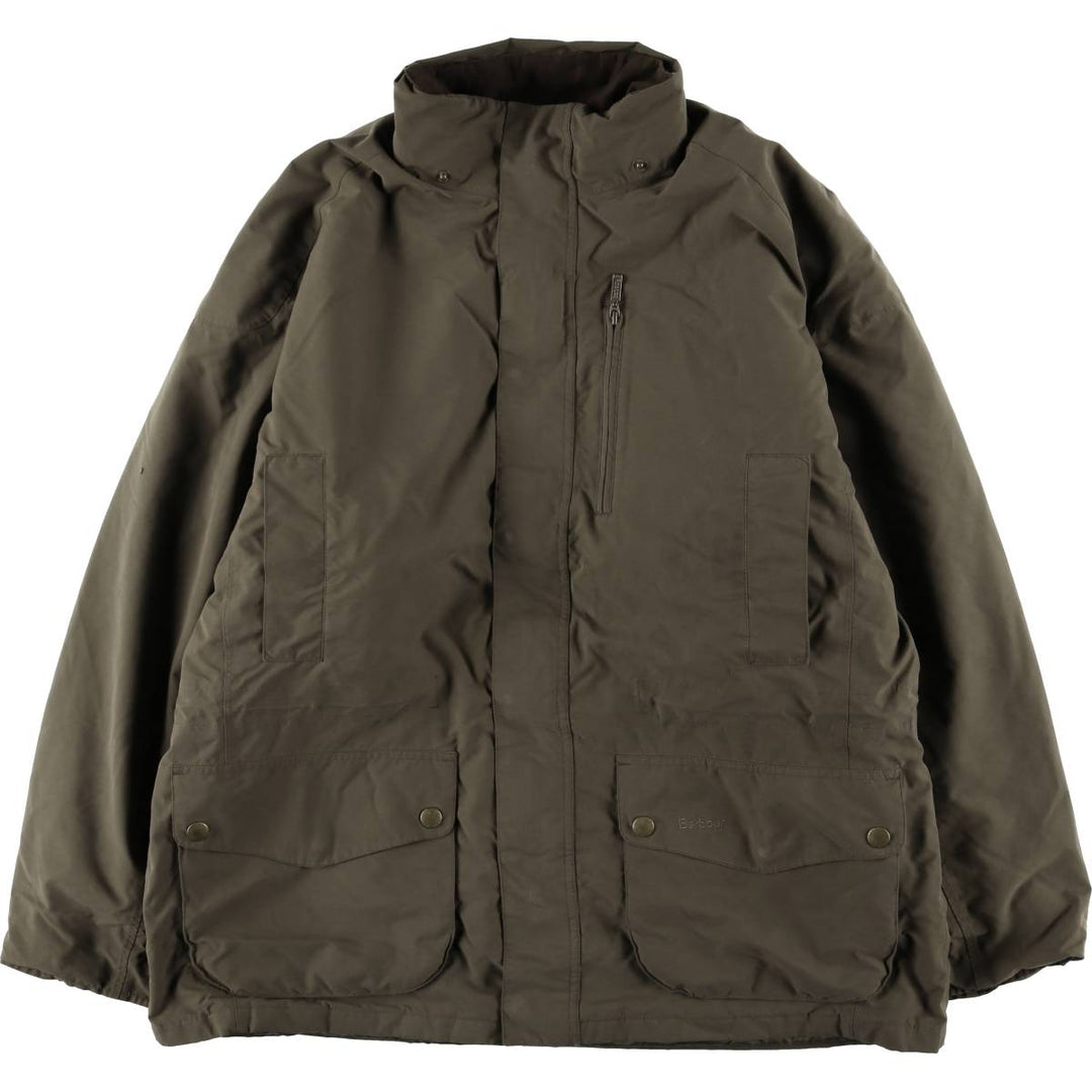 Barbour Waterproof and Breathable 3-Warrant Padded Puffer Jacket, Men's XXL Polyurethane Coated Polyester Khaki type Vintage Second Hand