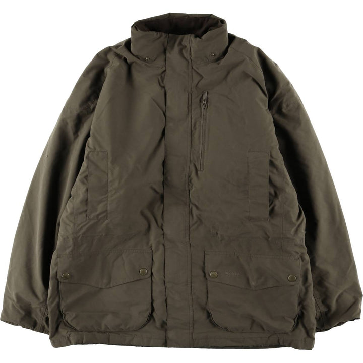 Barbour Waterproof and Breathable 3-Warrant Padded Puffer Jacket, Men's XXL Polyurethane Coated Polyester Khaki type Vintage Second Hand