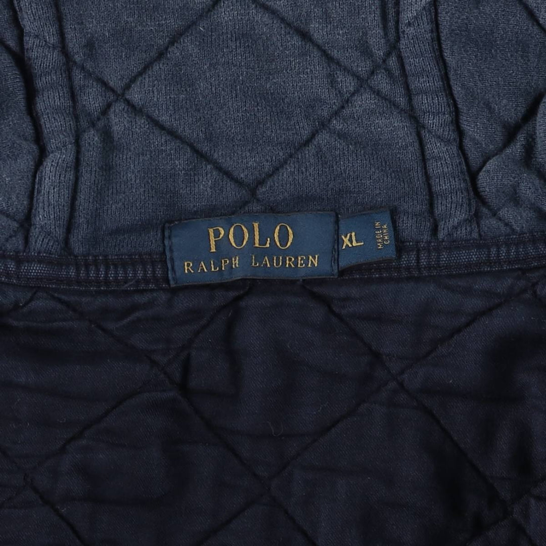 Ralph Lauren POLO RALPH LAUREN shawl collar quilted puffer jacket, men's size XL cotton Navy blue Vintage Second Hand