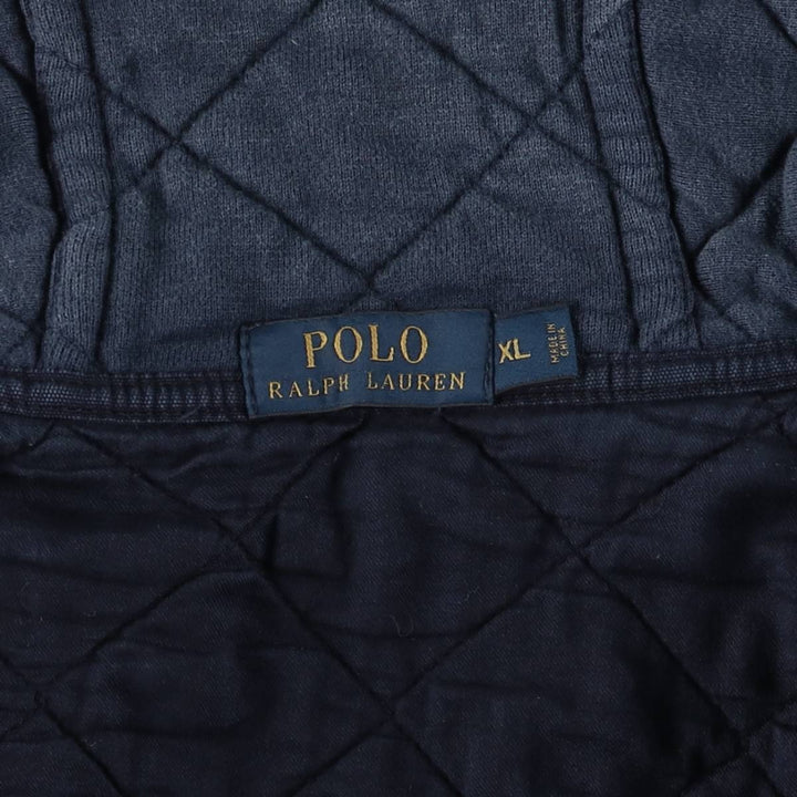 Ralph Lauren POLO RALPH LAUREN shawl collar quilted puffer jacket, men's size XL cotton Navy blue Vintage Second Hand