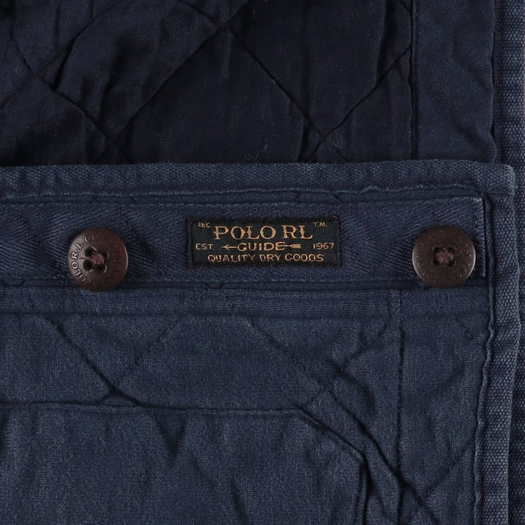 Ralph Lauren POLO RALPH LAUREN shawl collar quilted puffer jacket, men's size XL cotton Navy blue Vintage Second Hand