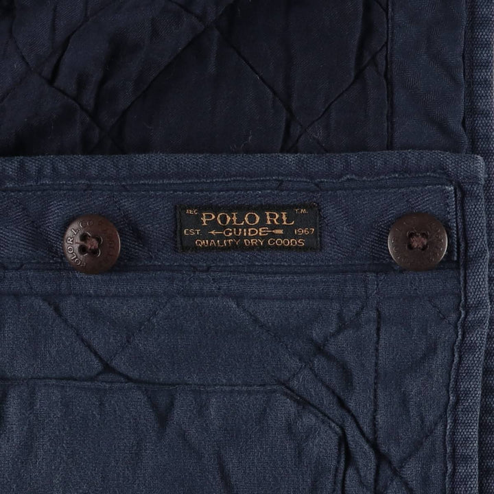 Ralph Lauren POLO RALPH LAUREN shawl collar quilted puffer jacket, men's size XL cotton Navy blue Vintage Second Hand