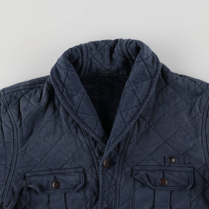 Ralph Lauren POLO RALPH LAUREN shawl collar quilted puffer jacket, men's size XL cotton Navy blue Vintage Second Hand