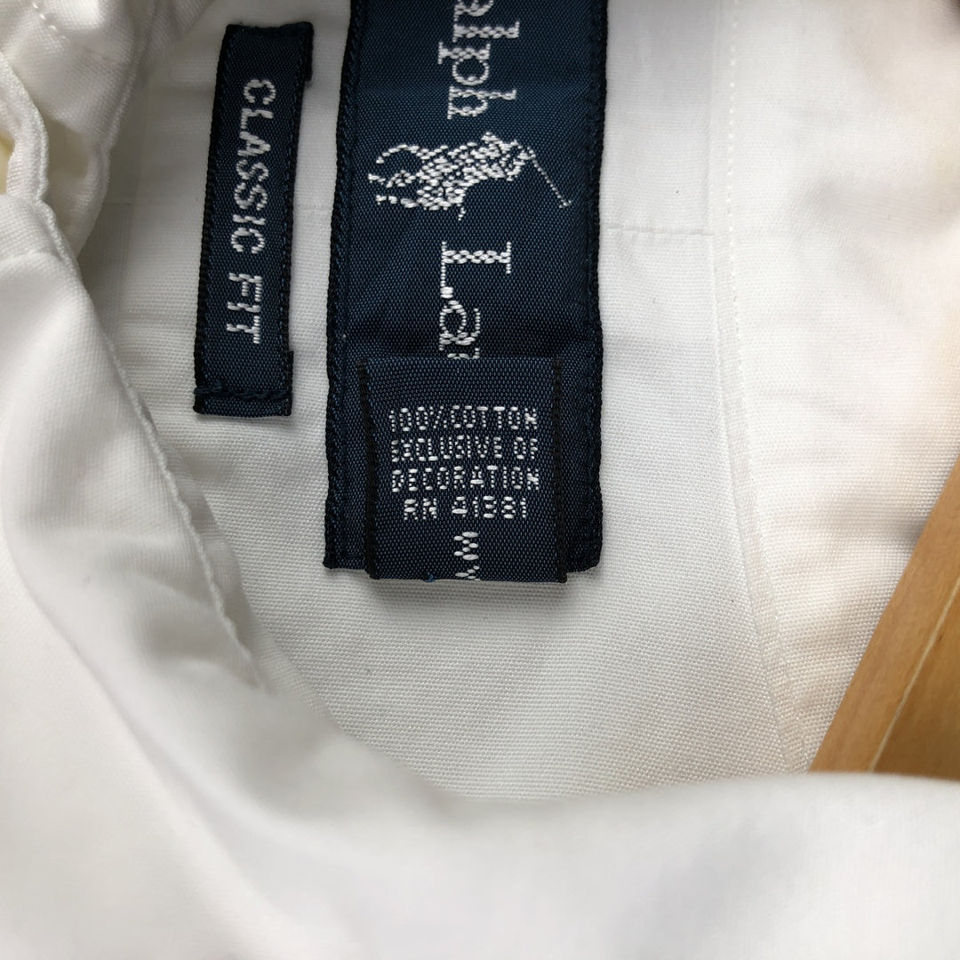 Ralph Lauren Classic Fit Long Sleeve Button Down Shirt Men's M cotton white type Vintage Second Hand