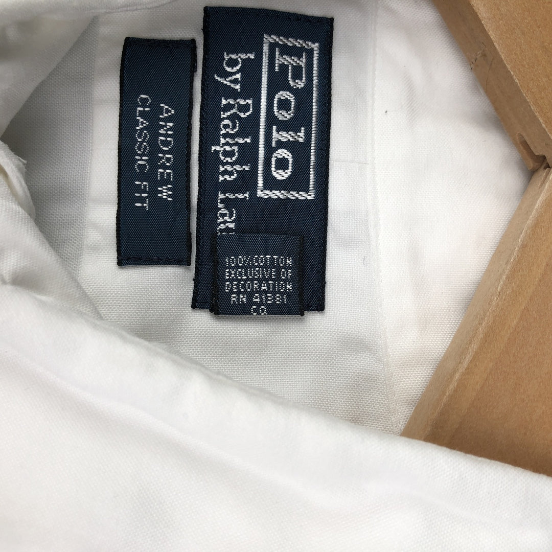 Ralph Lauren Andrew Classic Fit Long Sleeve Cotton Shirt, Men's Size L cotton white type Vintage Second Hand