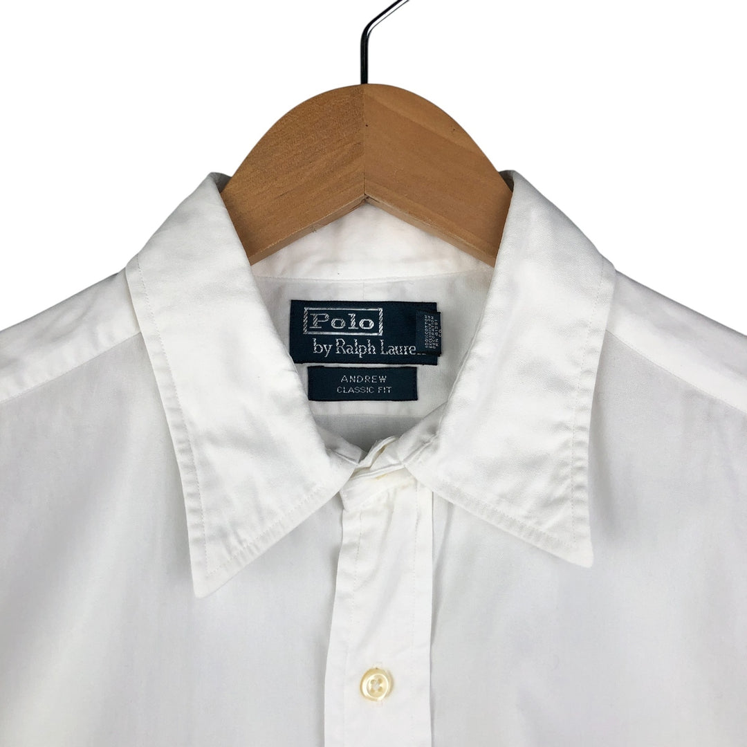 Ralph Lauren Andrew Classic Fit Long Sleeve Cotton Shirt, Men's Size L cotton white type Vintage Second Hand