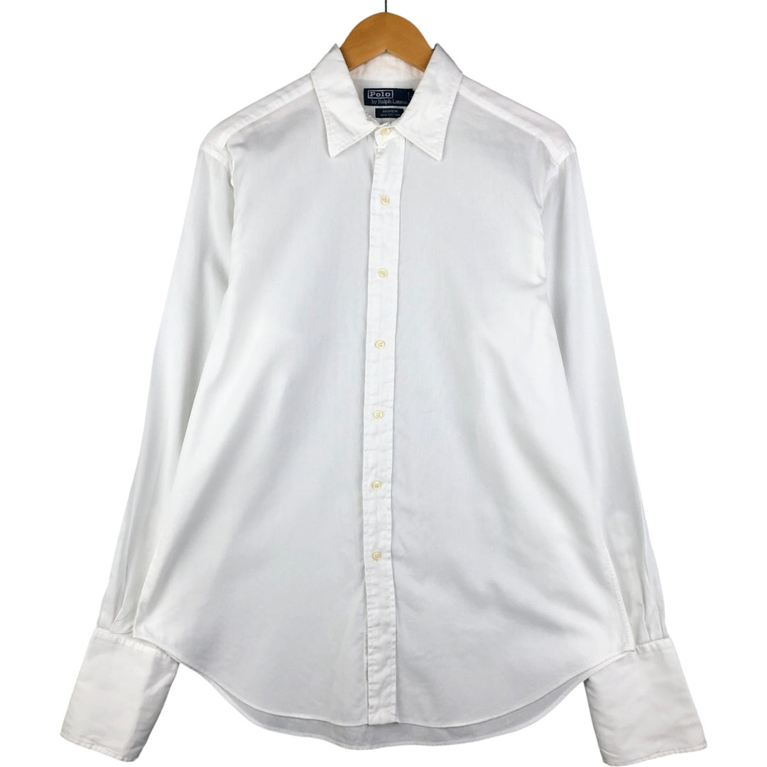 Ralph Lauren POLO by Ralph Lauren ANDREW cuffed long-sleeved cotton shirt, men's size L cotton white type Vintage Second Hand