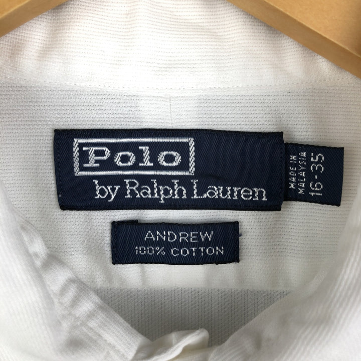 Ralph Lauren POLO by Ralph Lauren ANDREW cuffed long-sleeved cotton shirt, men's size L cotton white type Vintage Second Hand