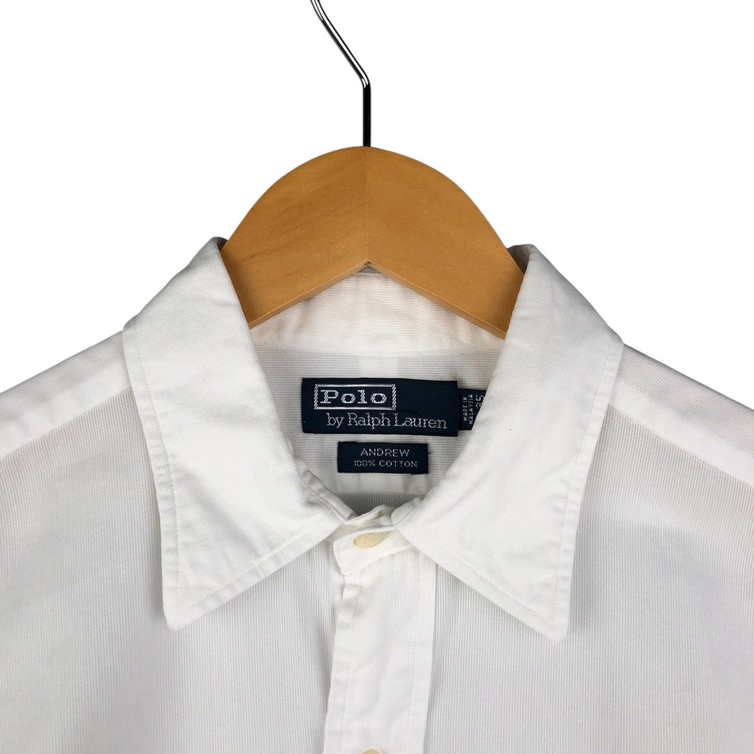 Ralph Lauren POLO by Ralph Lauren ANDREW cuffed long-sleeved cotton shirt, men's size L cotton white type Vintage Second Hand