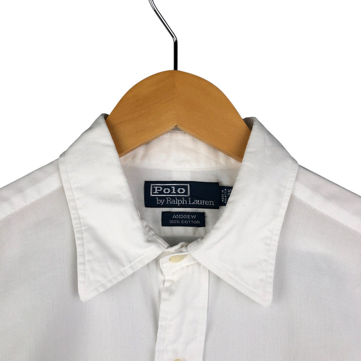 Ralph Lauren POLO by Ralph Lauren ANDREW cuffed long-sleeved cotton shirt, men's size L cotton white type Vintage Second Hand