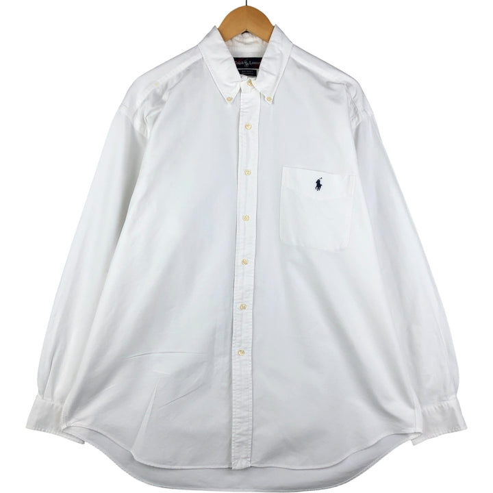 Ralph Lauren BIG SHIRT Long sleeve button down shirt Men's size L cotton white type Vintage Second Hand