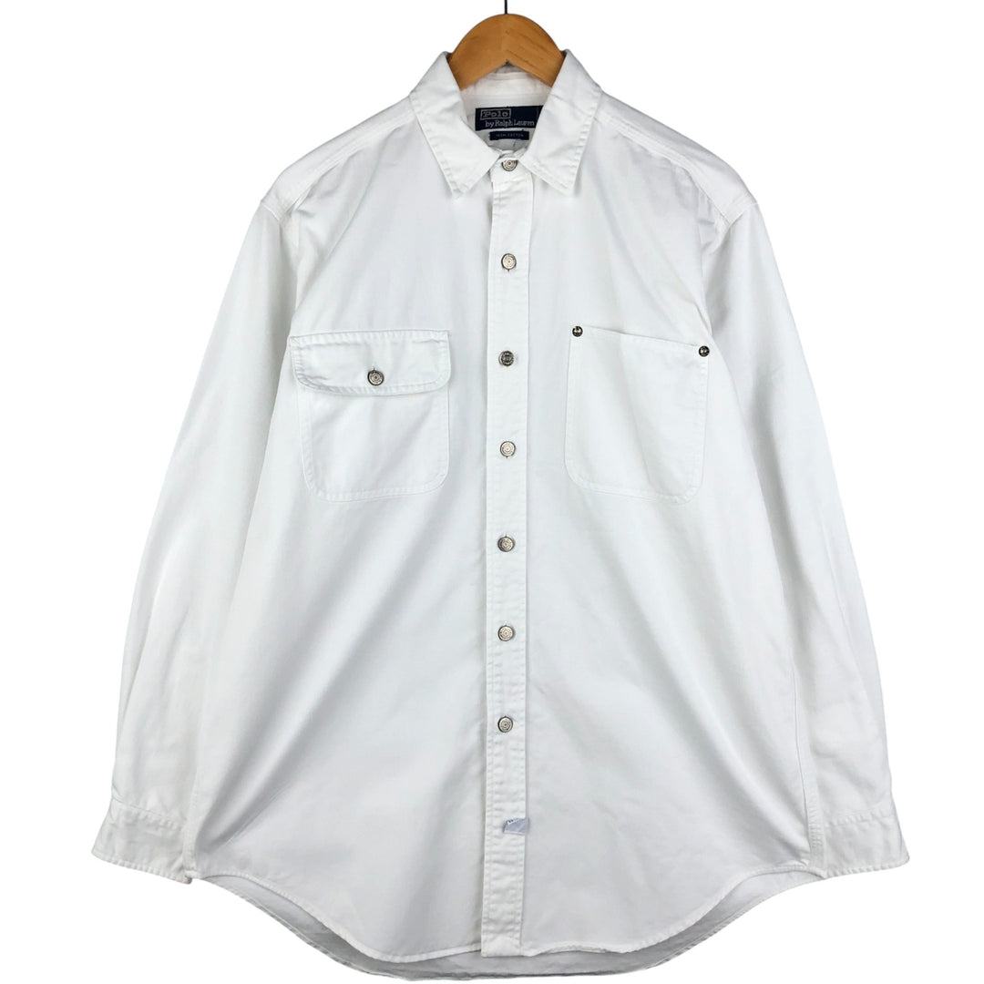 Ralph Lauren POLO by Ralph Lauren long-sleeved white denim shirt, men's size M cotton white type Vintage Second Hand