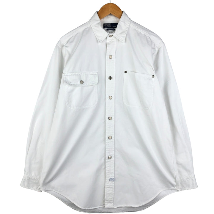 Ralph Lauren POLO by Ralph Lauren long-sleeved white denim shirt, men's size M cotton white type Vintage Second Hand