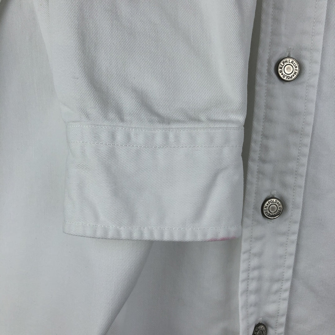 Ralph Lauren POLO by Ralph Lauren long-sleeved white denim shirt, men's size M cotton white type Vintage Second Hand