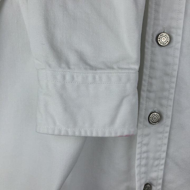 Ralph Lauren POLO by Ralph Lauren long-sleeved white denim shirt, men's size M cotton white type Vintage Second Hand