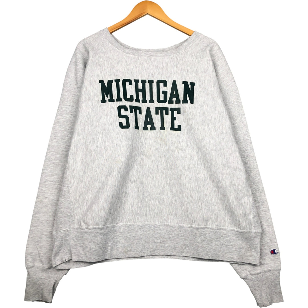 Vintage 90'S Champion Reverse Weave Michigan State University College Sweatshirt, Men's XXL unclear gray type Vintage Second Hand