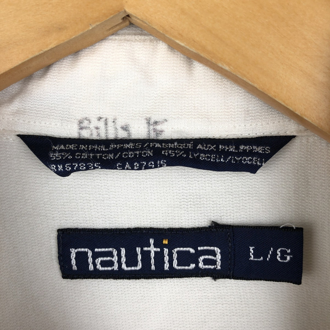 Vintage 90'S NAUTICA short-sleeved lyocell and cotton shirt, size L, men's cotton pale white type Vintage Second Hand