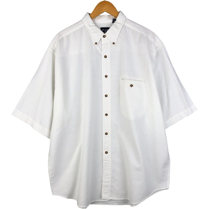 GAP Short Sleeve Cotton and Linen Button-Down Shirt, Men's Size XL linen white type Vintage Second Hand