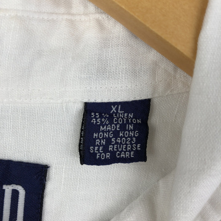 GAP Short Sleeve Cotton and Linen Button-Down Shirt, Men's Size XL linen white type Vintage Second Hand