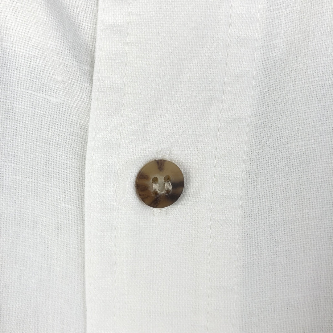 GAP Short Sleeve Cotton and Linen Button-Down Shirt, Men's Size XL linen white type Vintage Second Hand
