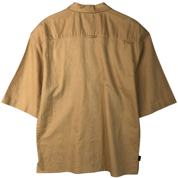 Sean John Short Sleeve Cotton and Linen Shirt, Men's XL (Equivalent) linen yellow type Vintage Second Hand