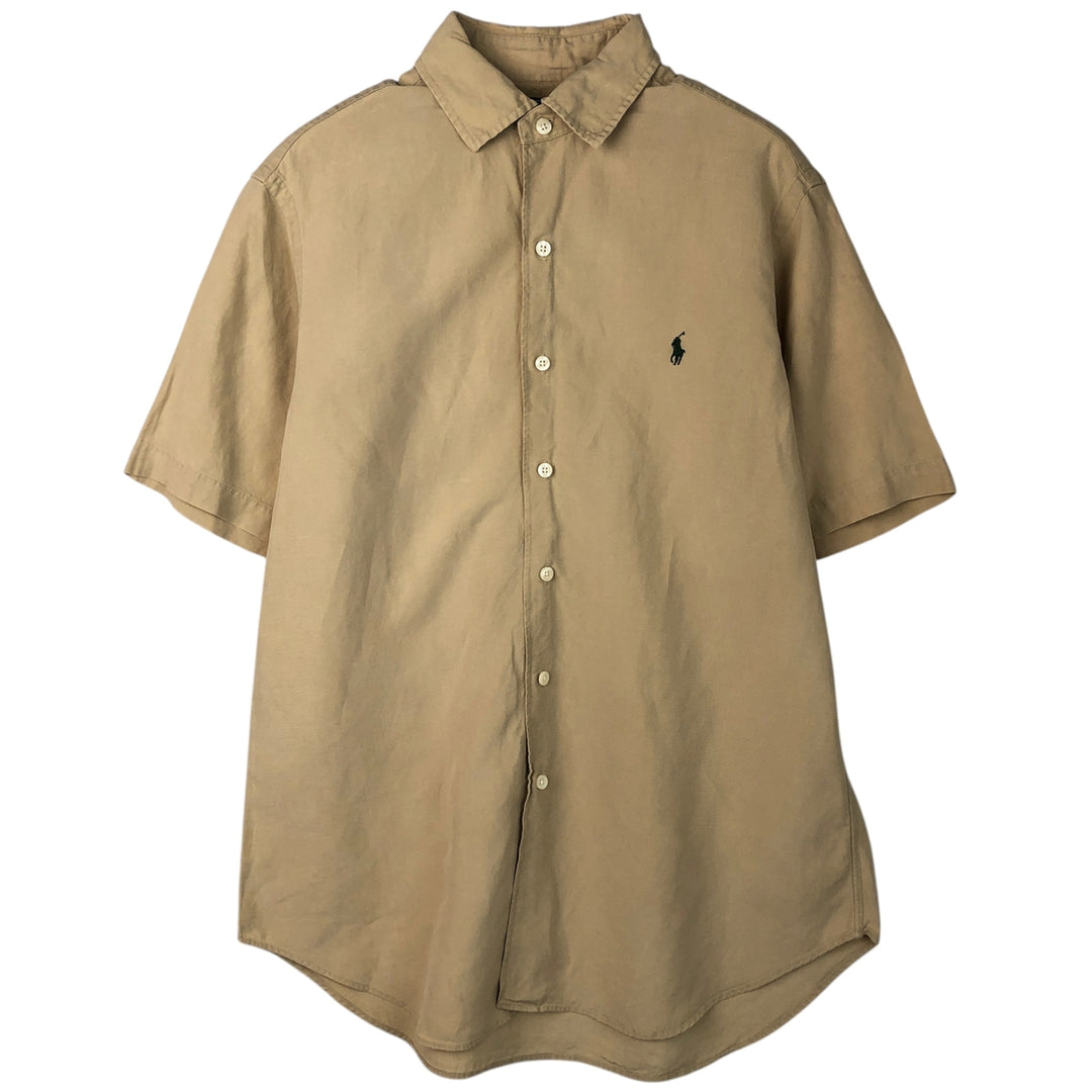 Ralph Lauren short-sleeved linen shirt, men's size M linen yellow type Vintage Second Hand