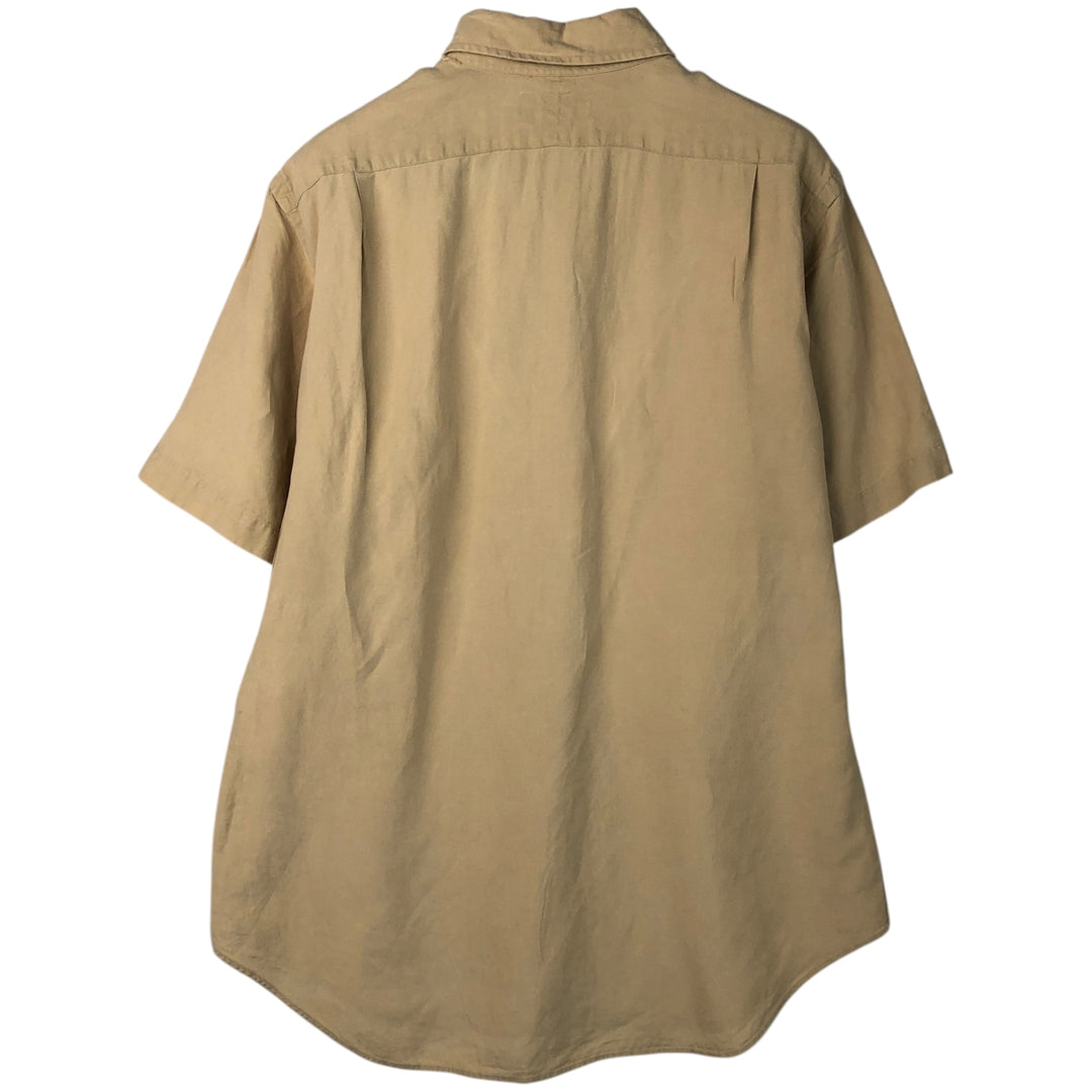Ralph Lauren short-sleeved linen shirt, men's size M linen yellow type Vintage Second Hand
