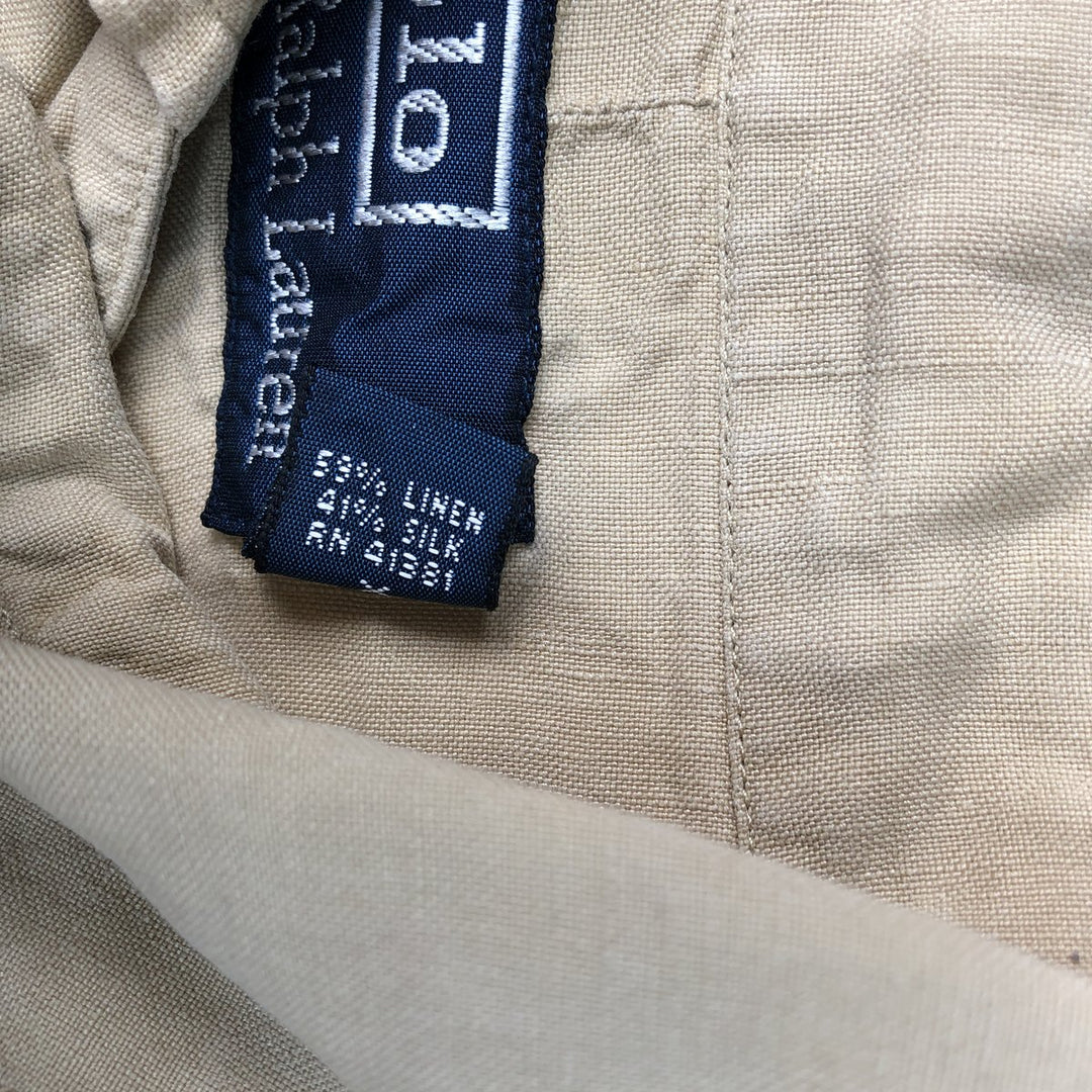 Ralph Lauren short-sleeved linen shirt, men's size M linen yellow type Vintage Second Hand