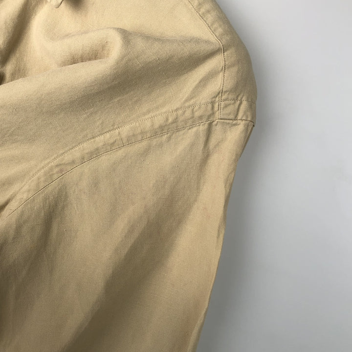 Ralph Lauren short-sleeved linen shirt, men's size M linen yellow type Vintage Second Hand