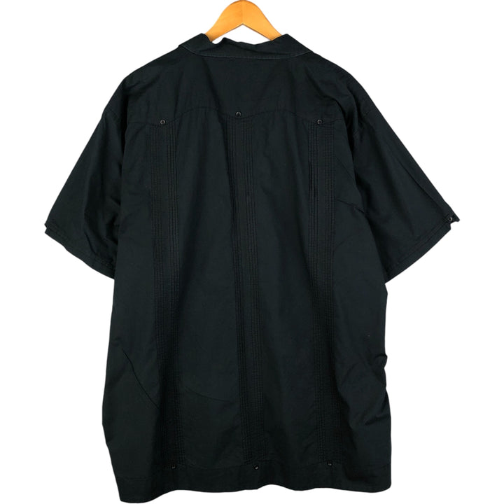 STEVE AND BARRY'S Short Sleeve Open Collar Mexican Shirt, Cuban Shirt, Box Shirt, Men's XXL cotton black type Vintage Second Hand