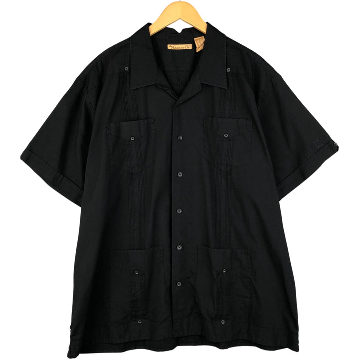 The Havanera Co. Short Sleeve Mexican Cuban Shirt, Men's XXL cotton black type Vintage Second Hand