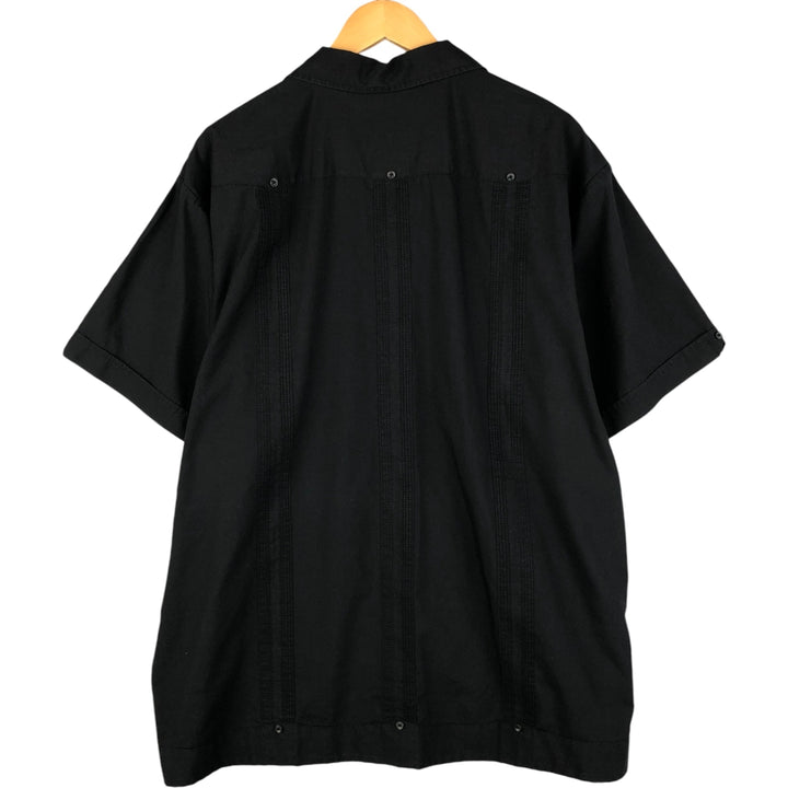 The Havanera Co. Short Sleeve Mexican Cuban Shirt, Men's XXL cotton black type Vintage Second Hand