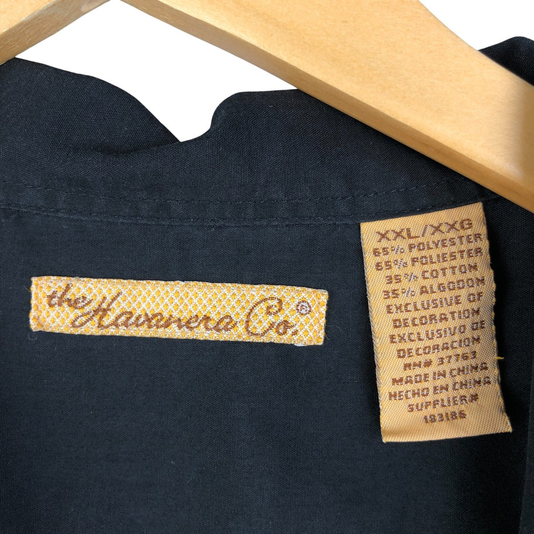 The Havanera Co. Short Sleeve Mexican Cuban Shirt, Men's XXL cotton black type Vintage Second Hand