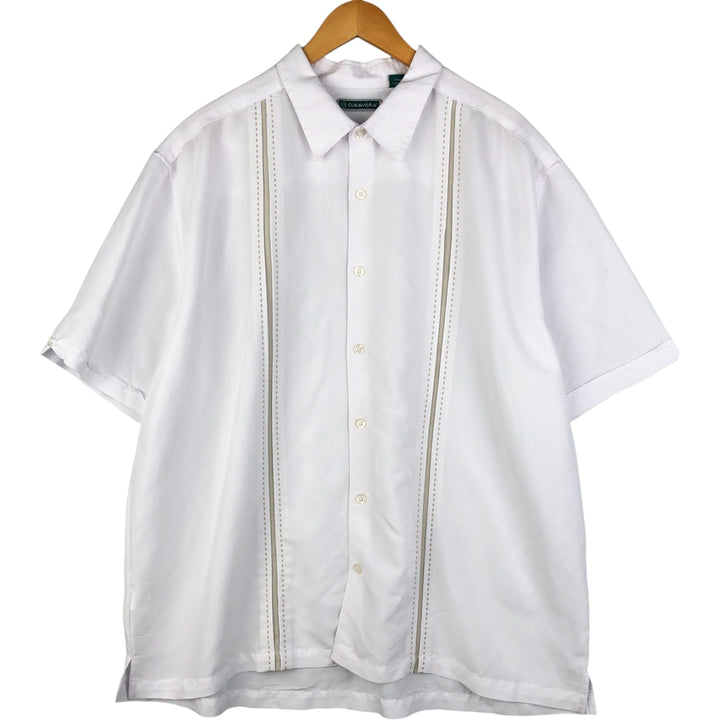 CUBAVERA Short Sleeve Open Collar Mexican Shirt, Cuban Shirt, Men's XXL Rayon white type Vintage Second Hand